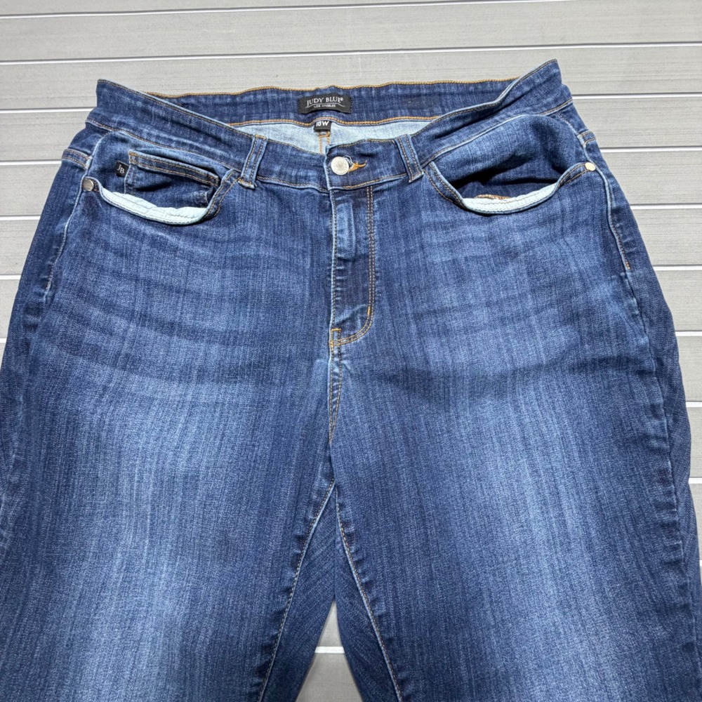 Judy Blue Los Angeles Dark Wash Raw Hem Tapered Jeans JB82201DK-PL 18W